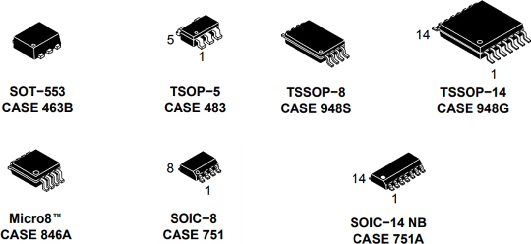 機械図面 - onsemi NCx2007xオペレーショナルアンプ