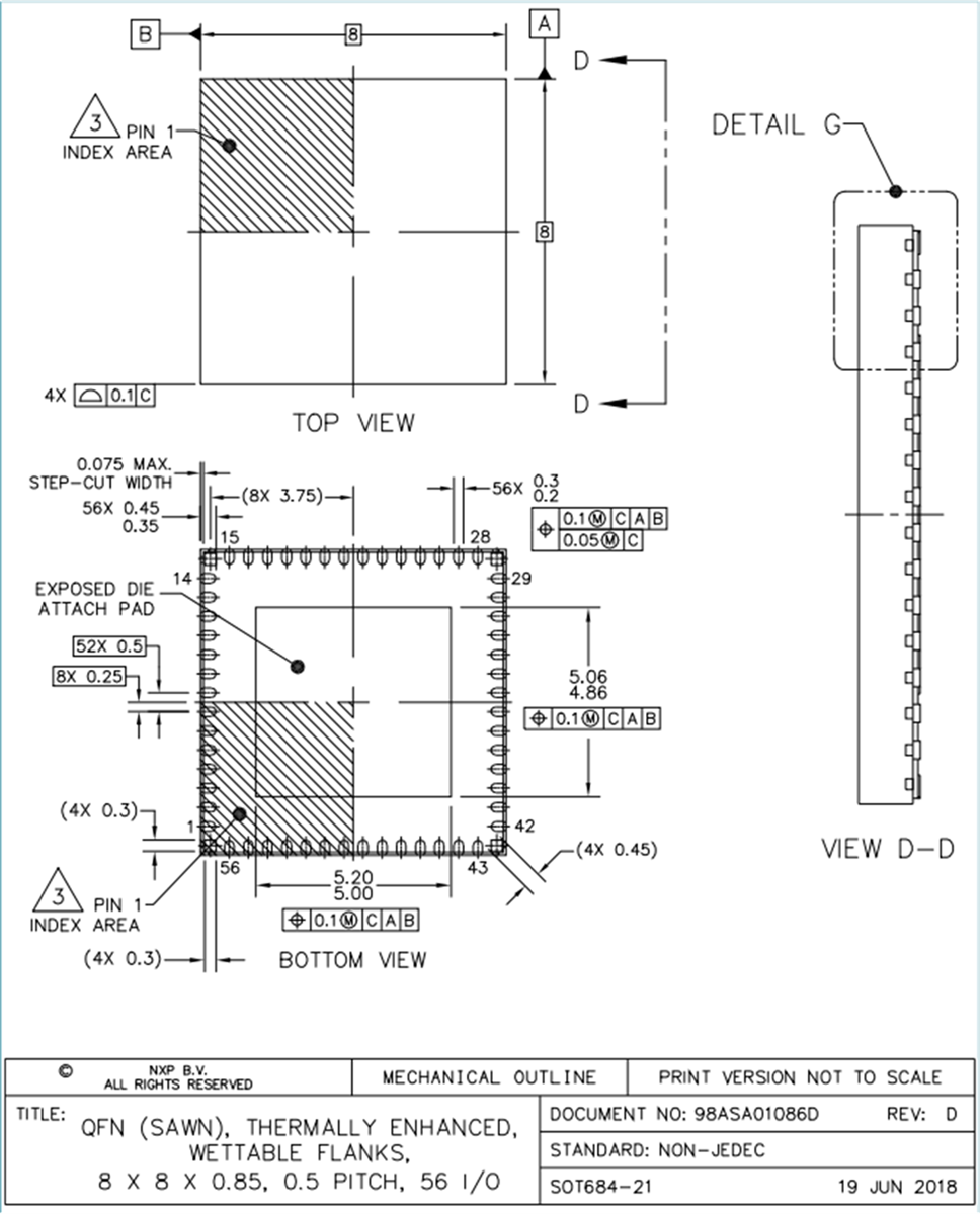 機械図面 - NXP Semiconductors PF8100 & PF8200パワーマネジメントIC