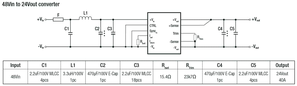 Application Circuit Diagram - RECOM Power RBBA3000 50A Buck/Boost Converters