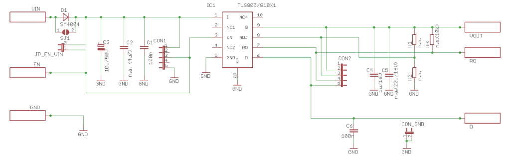回路図 - Infineon Technologies TLS805B1LDV50デモボード