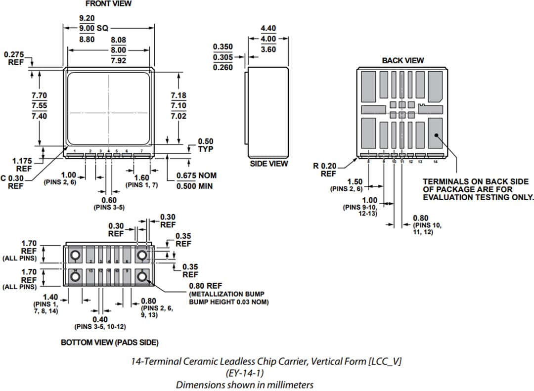 機械図面 - Analog Devices Inc. ADXRS453デジタル出力ジャイロスコープ