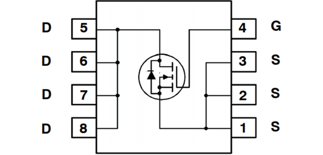 回路図 - onsemi FDMS4D5N08LC 80VシングルNチャンネルパワーMOSFET