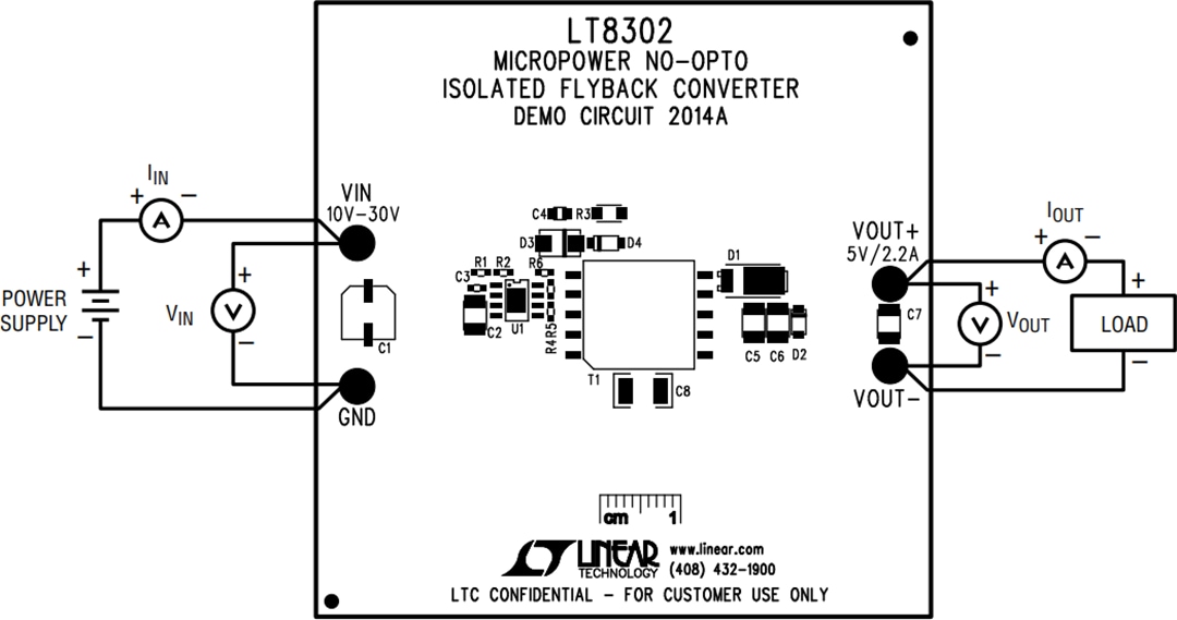 機械図面 - Analog Devices Inc. LT8302用のDC2014A、DC2821A、DC2906Aデモ