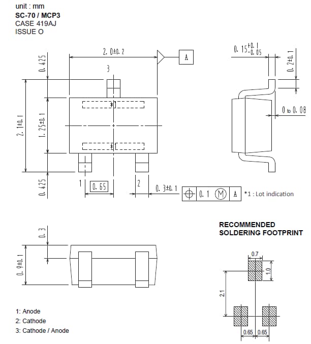 機械図面 - onsemi NSVP264SDSF3T1G PINダイオード