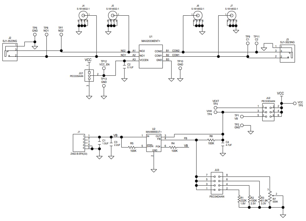 回路図 - Analog Devices / Maxim Integrated MAX20336EVKIT評価キット
