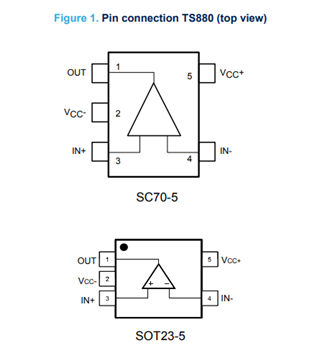STMicroelectronics TS880/TS883 Nanopowerオープンドレイン・コンパレータ