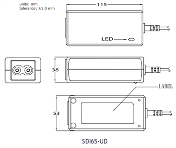 機械図面 - CUI Inc SDI65電源