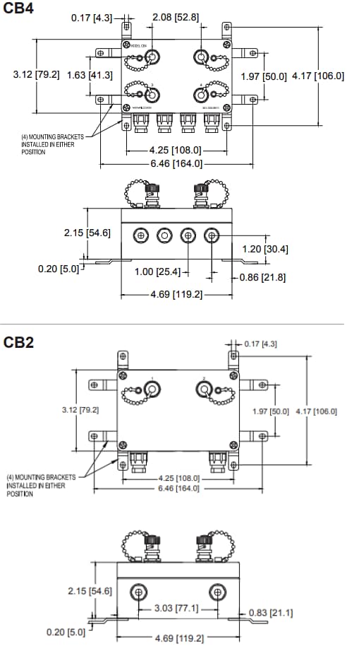機械図面 - Amphenol Wilcoxon CBケーブル端子ジャンクションボックス