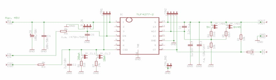 回路図 - Infineon Technologies TLF4277-2ELデモボード