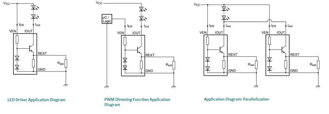 アプリケーション回路図 - Nexperia NCR32xZ NPN低圧側LEDドライバ