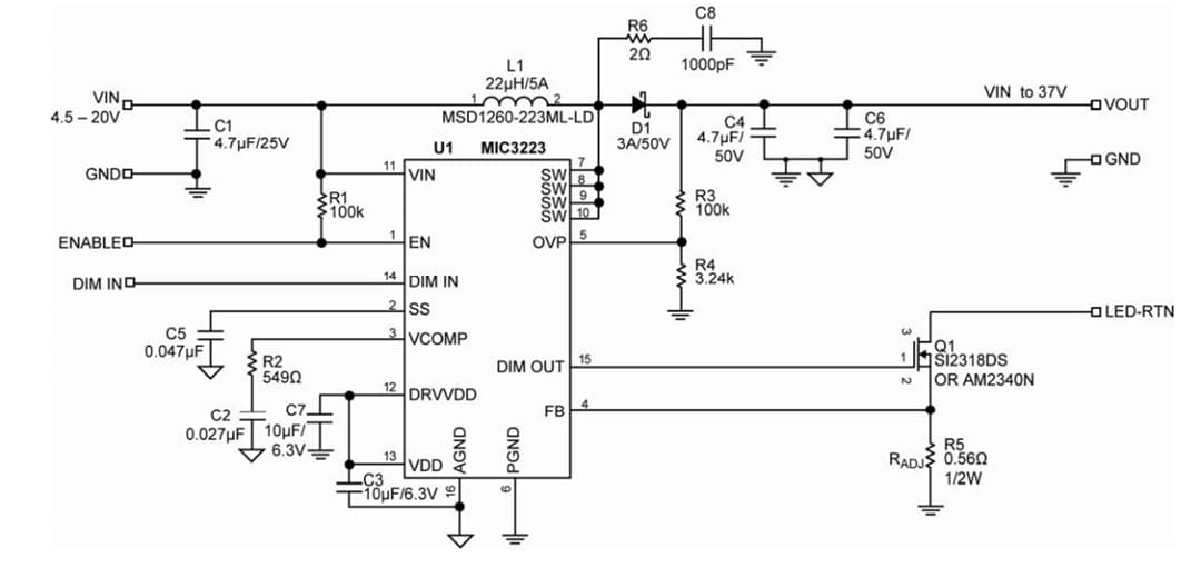 回路図 - Microchip Technology MIC3223評価ボード（ADM00939）