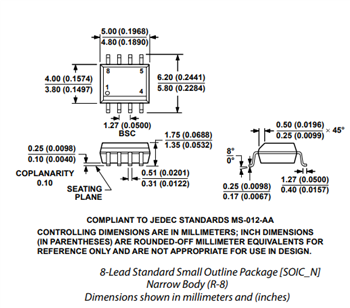 機械図面 - Analog Devices Inc. AD620計装アンプ