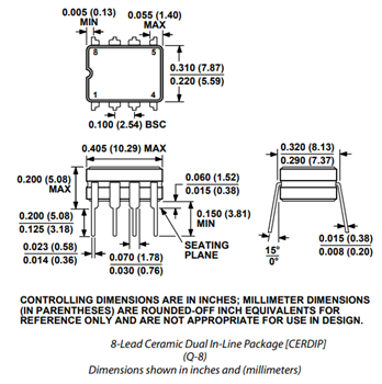 機械図面 - Analog Devices Inc. AD620計装アンプ
