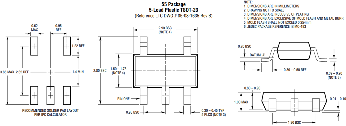 機械図面 - Analog Devices Inc. LT3001絶縁フライバックコンバータ