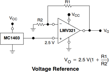 アプリケーション回路図 - onsemi LMV321、NCV321、LMV358、& LMV324 CMOSオペアンプ