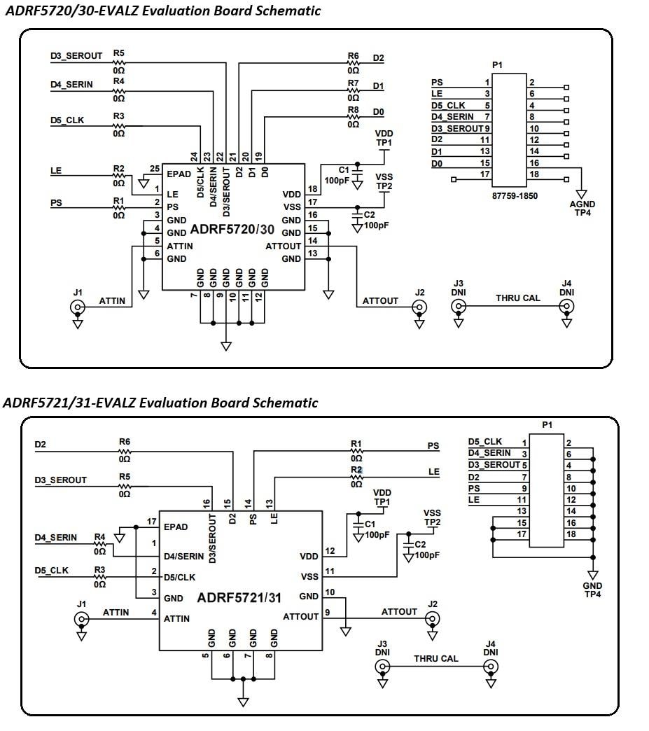 回路図 - Analog Devices Inc. ADRF57xx評価ボード