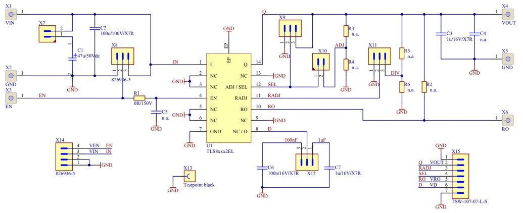 回路図 - Infineon Technologies TLS835B2ELVSEデモボード
