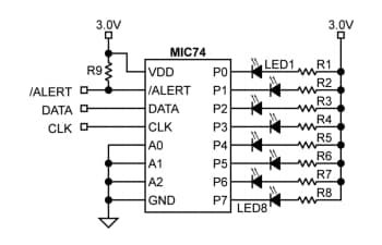 アプリケーション回路図 - Microchip Technology MIC74 I/Oエキスパンダ