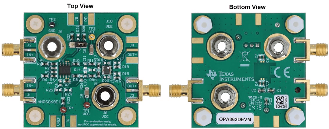 機械図面 - Texas Instruments OPA862DEVMアンプ評価モジュール（EVM）