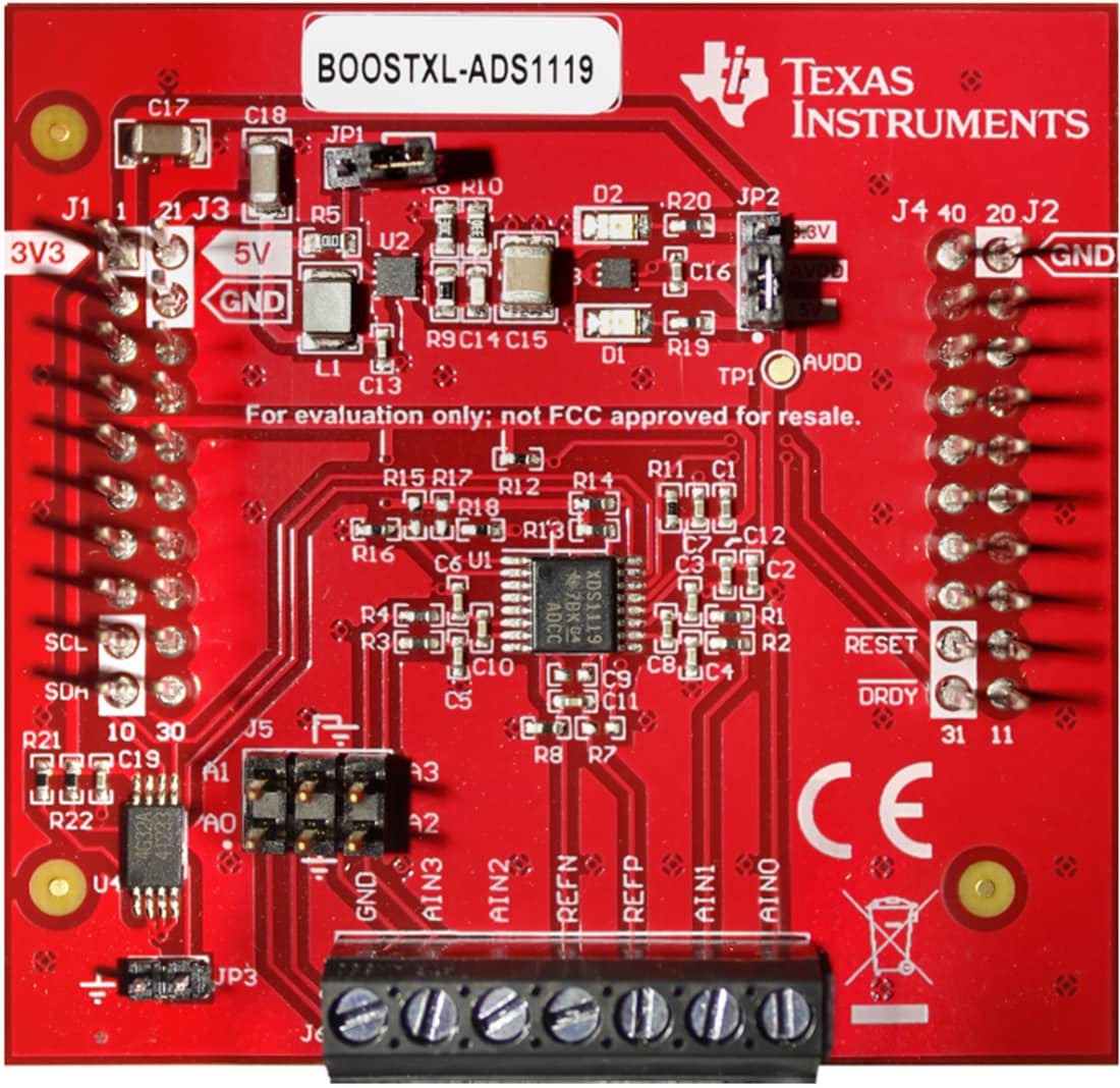 機械図面 - Texas Instruments BOOSTXL-ADS1119 BoosterPack™プラグイン・モジュール
