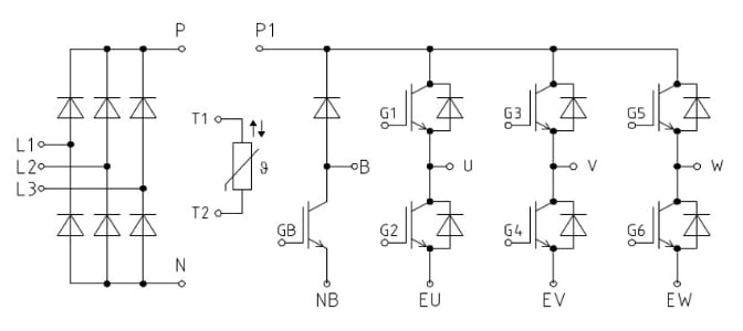 アプリケーション回路図 - Infineon Technologies EasyPIM™ IGBTモジュール