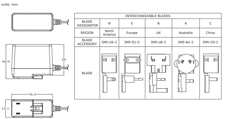機械図面 - CUI Inc SMI36 AC-DC電源