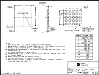 機械図面 - Analog Devices / Maxim Integrated MAX32666 FPU内蔵Arm® Cortex®-M4 MCU、BLUETOOTH® 5対応