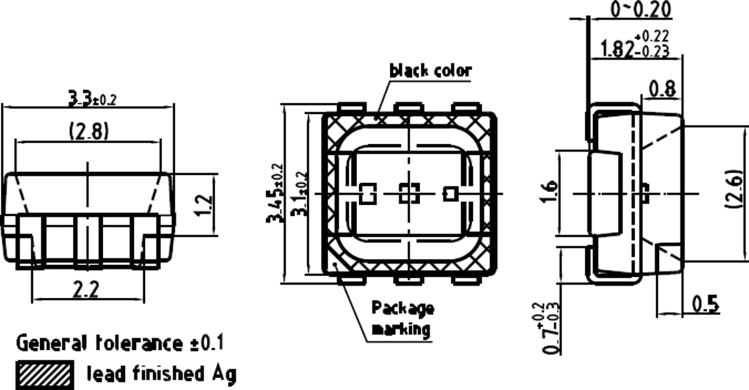 機械図面 - ams OSRAM DISPLIX® P3333 LED