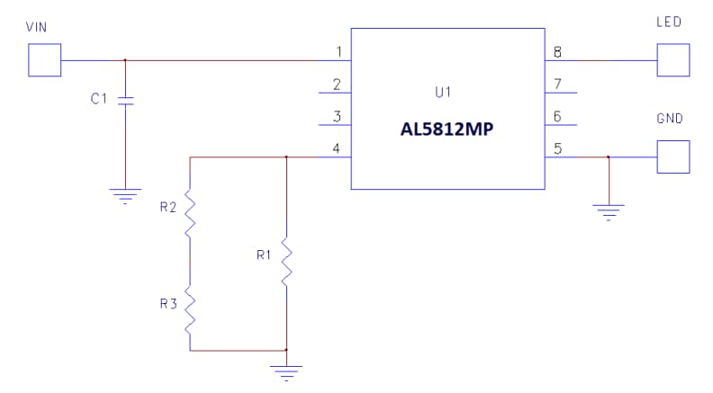 回路図 - Diodes Incorporated AL5812EV2評価ボード
