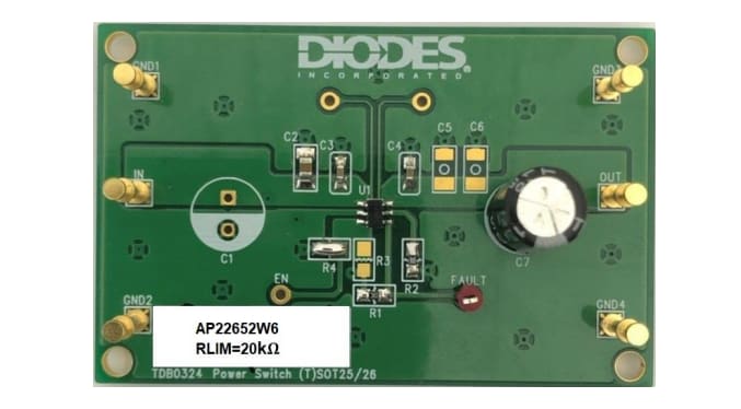 ロケーション回路 - Diodes Incorporated AP22652W6-EVM 評価モジュール