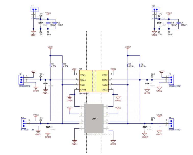 回路図 - Texas Instruments ISO1640EVM 評価モジュール