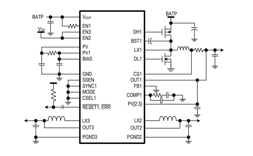 回路図 - Analog Devices Inc. MAX20028パワーマネジメント集積回路