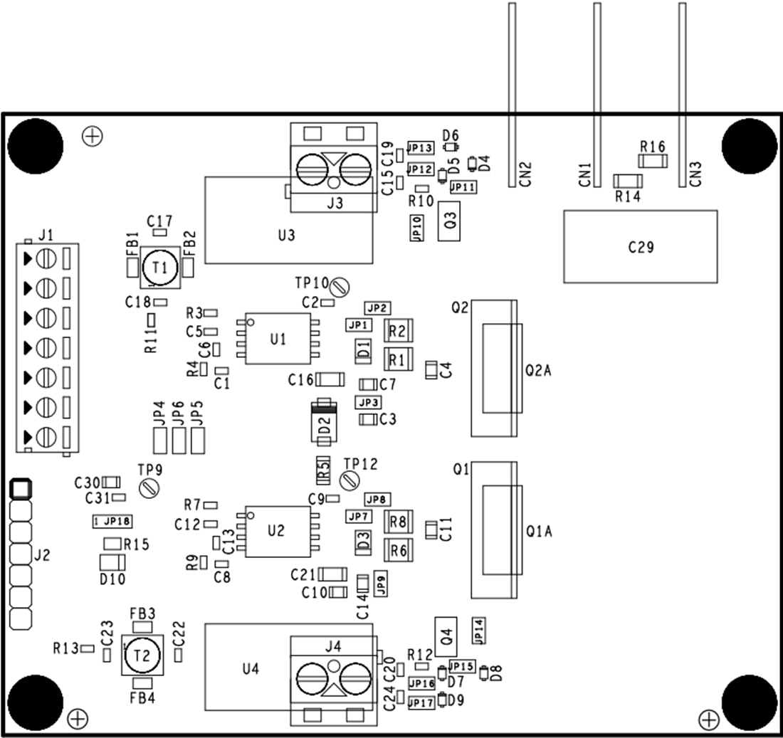 機械図面 - STMicroelectronics EVALSTGAP2HSMゲートドライバ・デモボード