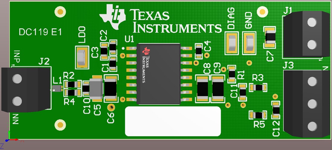 機械図面 - Texas Instruments AMC3306EVM/AMC3336EVMアンプ評価モジュール
