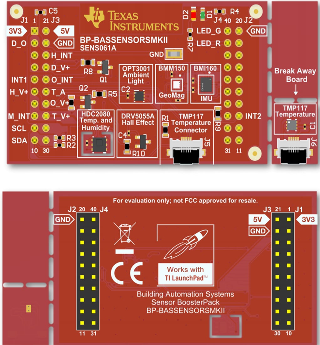 機械図面 - Texas Instruments BP-BASSENSORSMKII BoosterPack Plug-in Module