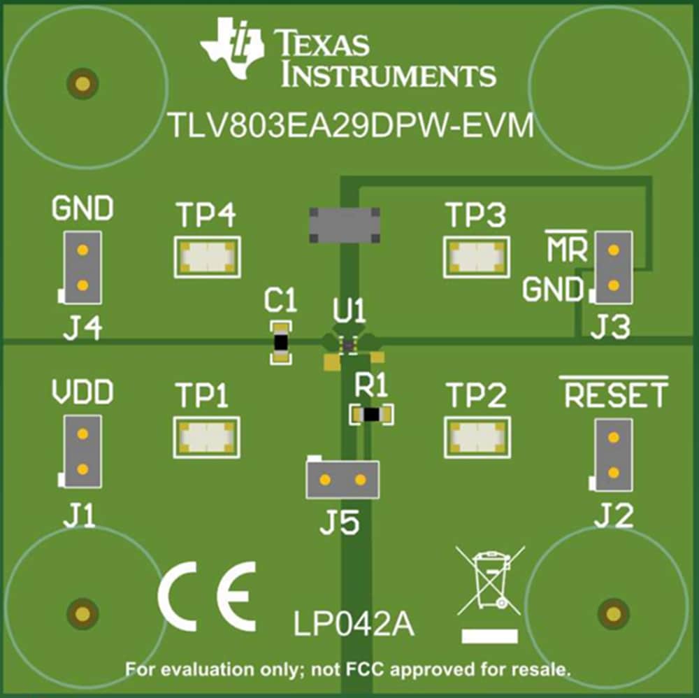 機械図面 - Texas Instruments TLV803EA29DPW-EVMリセットIC評価モジュール
