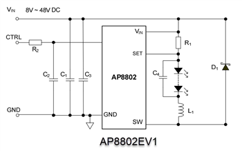 回路図 - Diodes Incorporated AP8802評価用ボード