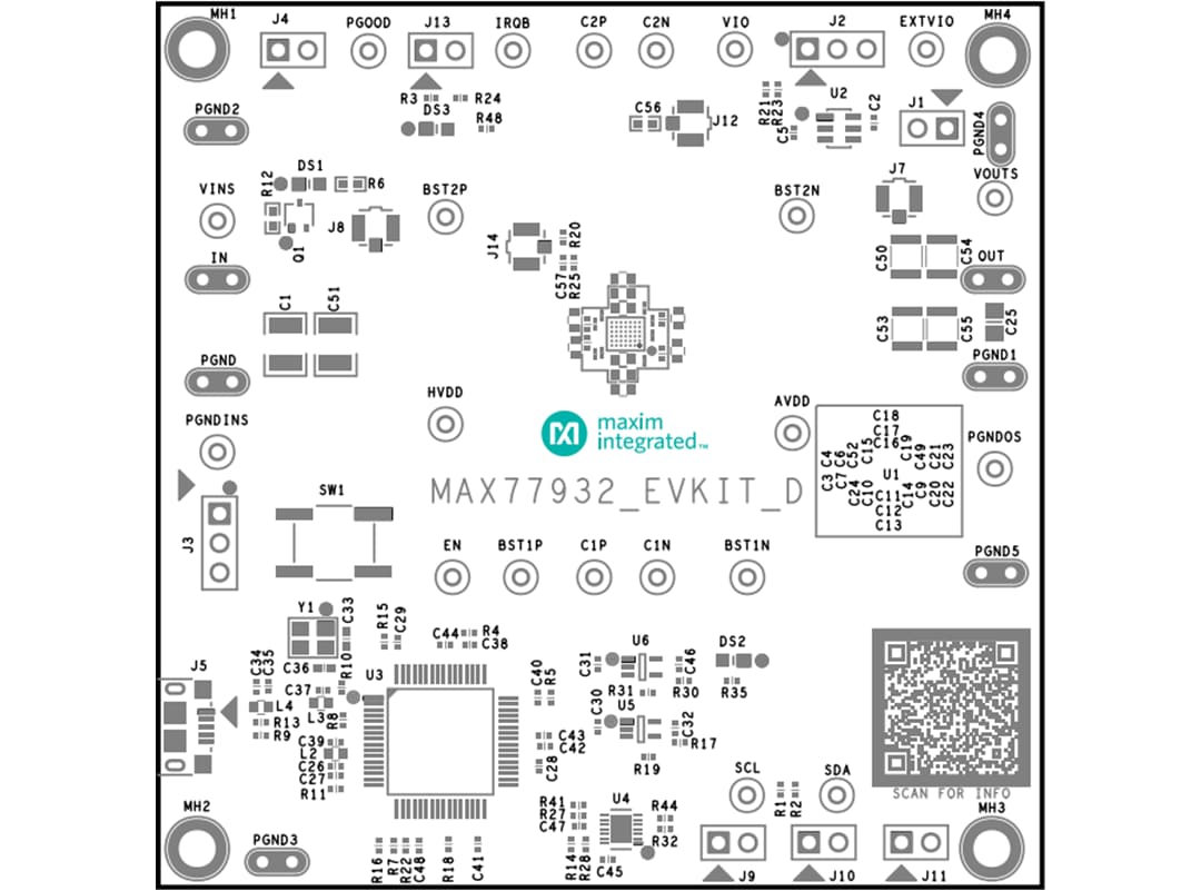 機械図面 - Analog Devices Inc. MAX77932EVKIT評価キット