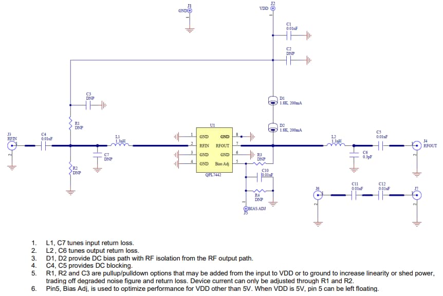 回路図 - Qorvo QPL7442PCK-01評価ボード