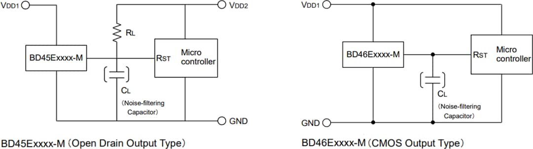 アプリケーション回路図 - ROHM Semiconductor BD45&BD46車載電圧検出器IC