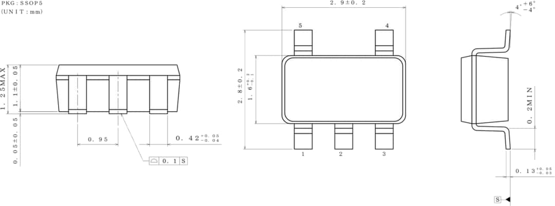 機械図面 - ROHM Semiconductor BD48およびBD49車載用電圧検出IC