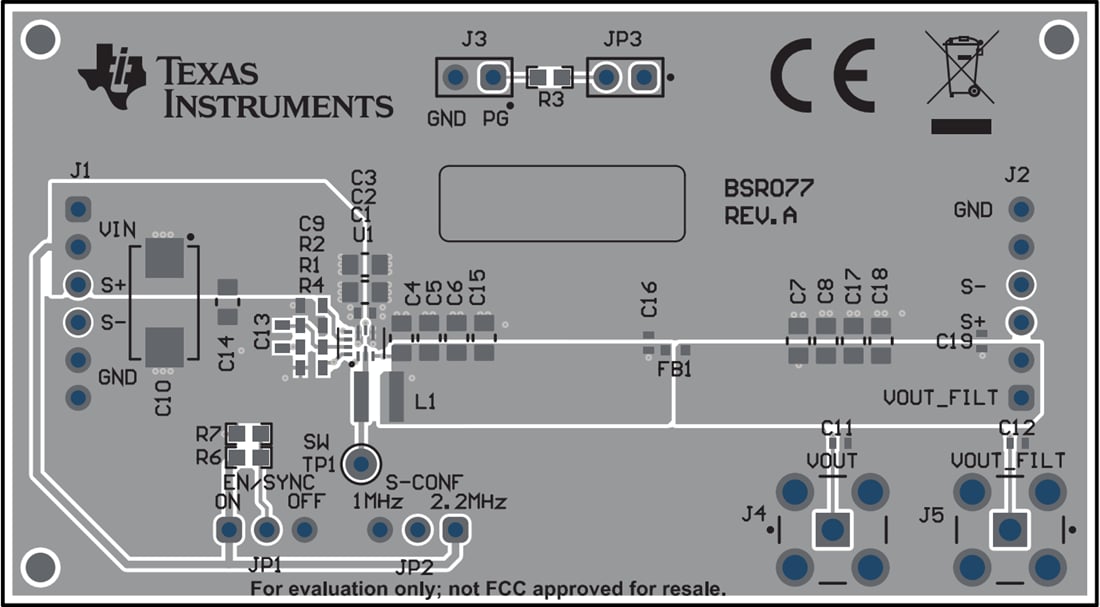 機械図面 - Texas Instruments TPS6291xEVM-077コンバータ評価モジュール
