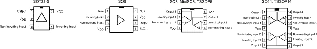 機械図面 - STMicroelectronics TSV321/A, TSV358/A, TSV324/A低消費電力OPアンプ