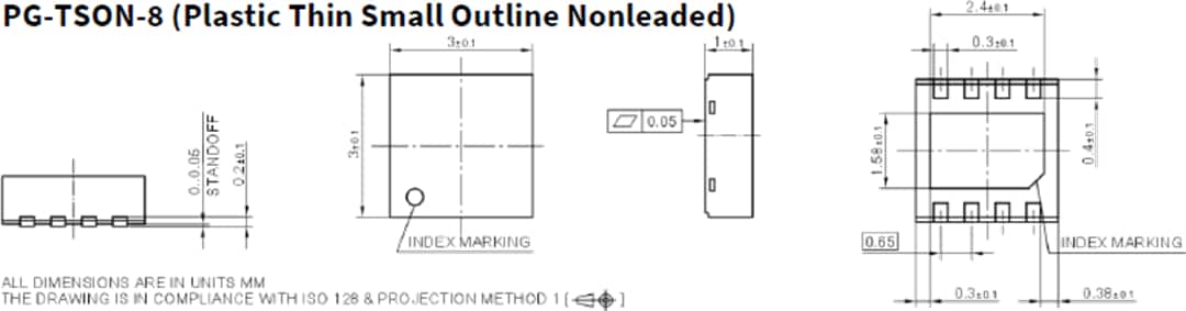 機械図面 - Infineon Technologies TLT9251VLEハイスピードCAN FDトランシーバ