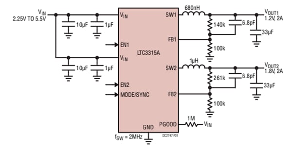 ロケーション回路 - Analog Devices Inc. DC2747Aデモ回路