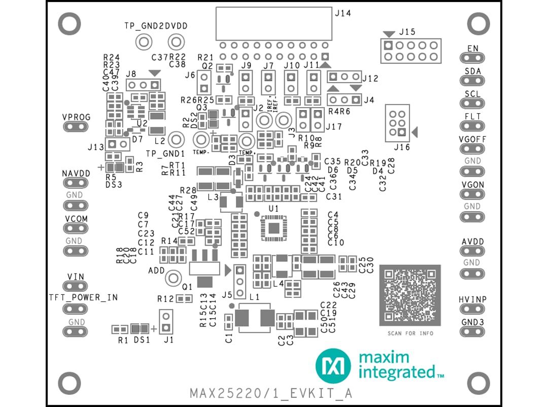 機械図面 - Analog Devices Inc. MAX25221EVKIT評価キット