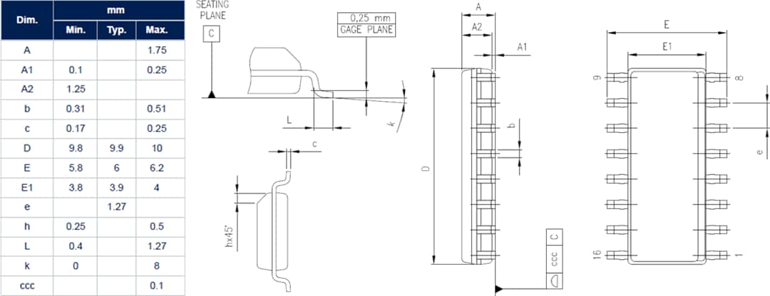 機械図面 - STMicroelectronics VIPer31高電圧コンバータ
