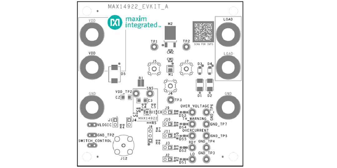 機械図面 - Analog Devices Inc. MAX14922評価キット（MAX14922EVKIT）