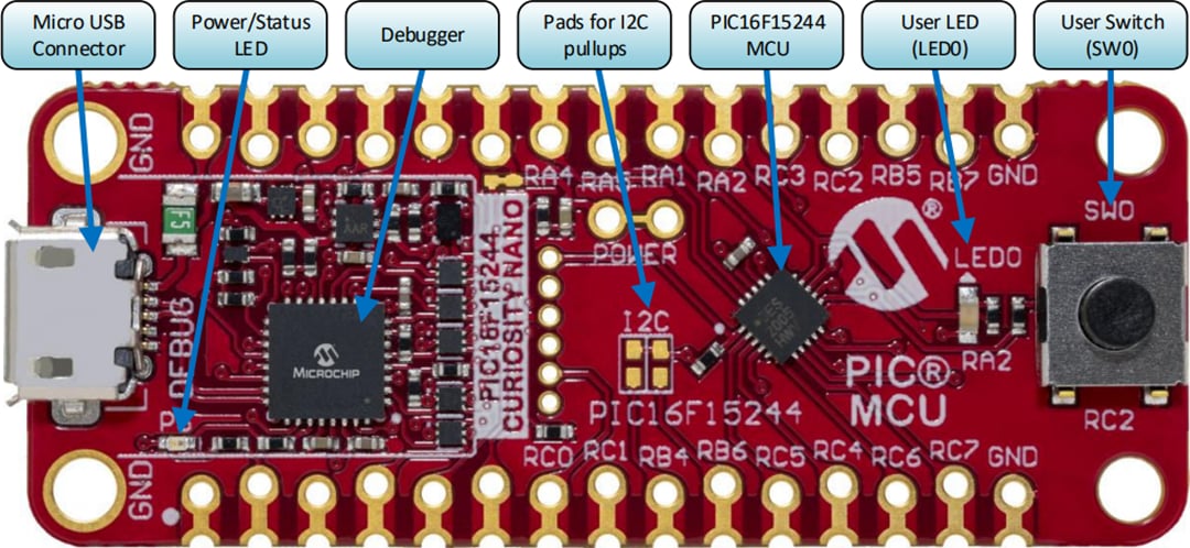 Microchip Technology PIC16F15244 Curiosity Nanoキット（EV09Z19A）