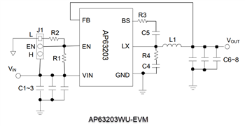 回路図 - Diodes Incorporated AP6320x評価ボード